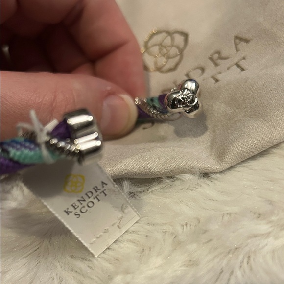 NWT $70 Kendra Scott Rhodium-Plated Snake Chain & Fabric Twist Cuff Bracelet - Picture 7 of 7
